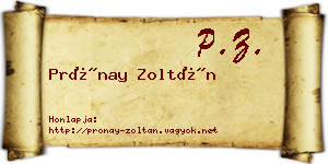 Prónay Zoltán névjegykártya